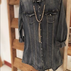 Denim button up dress